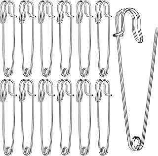 Large Safety Pins, 15 Pack Heavy Duty Safety Pins 3 Inch, Stainless Steel Safety Pin for Clothes, Blankets, Laundry, Leather Canvas, DIY Crafts