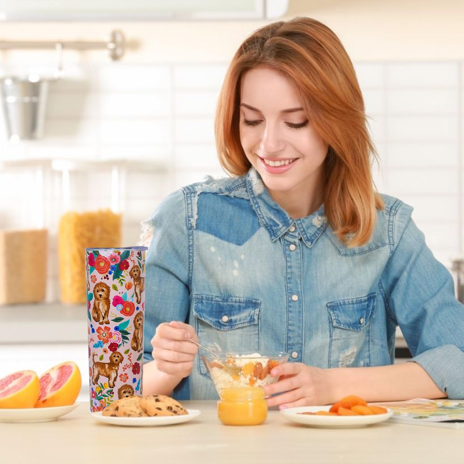 Goldendoodle Gifts for Women Cute Dog Tumbler Coffee Cup for Women Goldendoodle Travel Mug 20 Oz Stainless Steel Insulated Water Bottle With Lid and Straw - Image 7