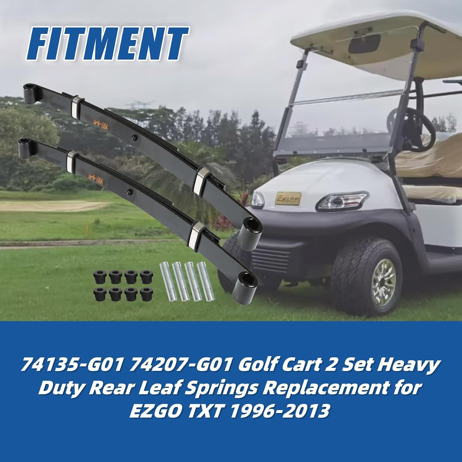 Silscvtt 74135-G01 74207-G01 Golf Cart 2 Set Heavy Duty Rear Leaf Springs Replacement for EZGO TXT 1996-2013