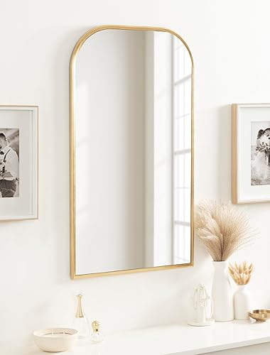 Miniatura 3 de Kate and Laurel Caskill Modern Arched Wall Mirror; 20 x 34; Gold; Decorative Tall Mid-Century Mirror for Wall Decor with Rounded Arched Frame and