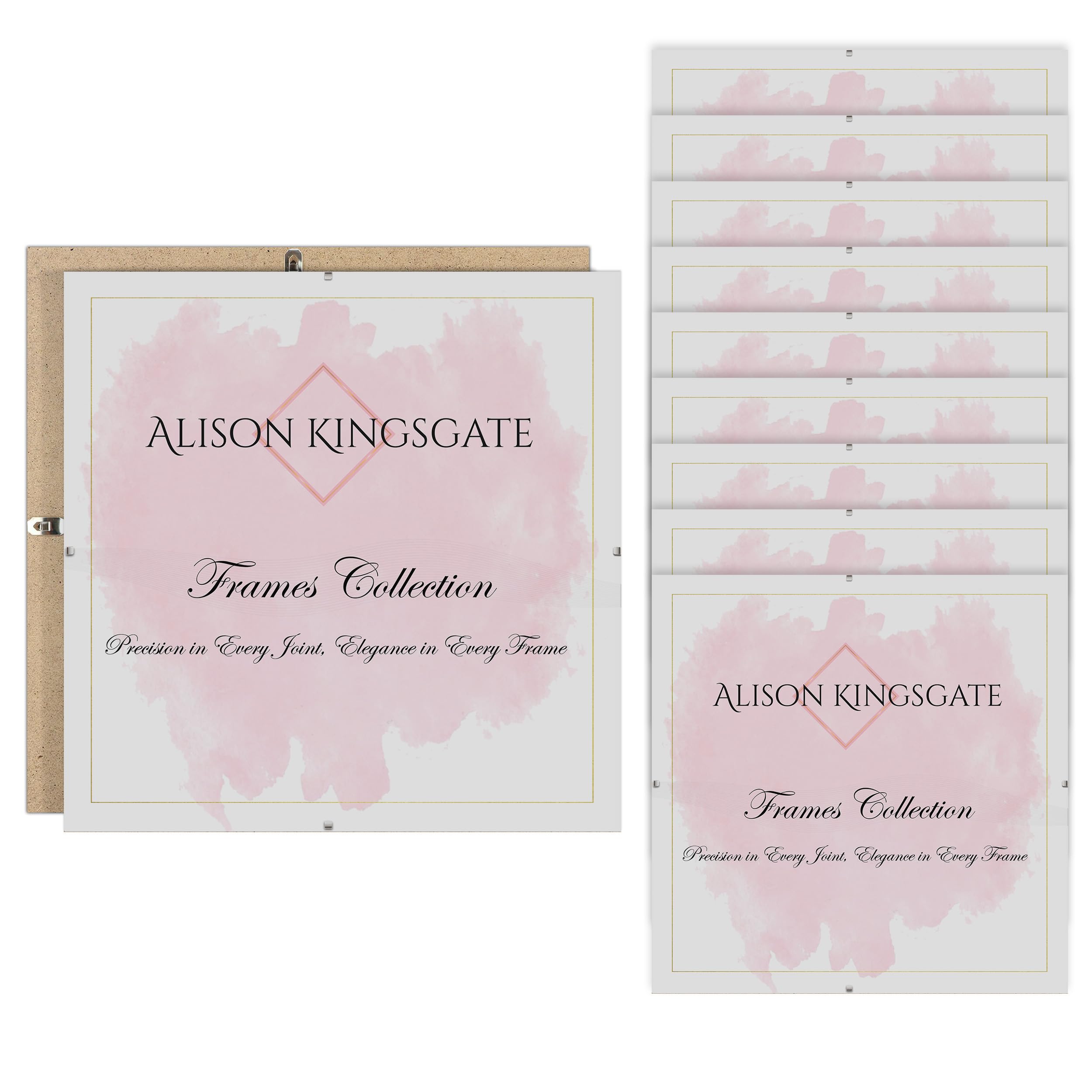Alison Kingsgate 8X8 Clip Frame (Pack of 10)- Frameless Picture Frame with Shatter-Resistant Perspex & Sturdy MDF Back- Borderless Clip Photo Frame for Posters, Certificates, Art & Wall Decor — image 1