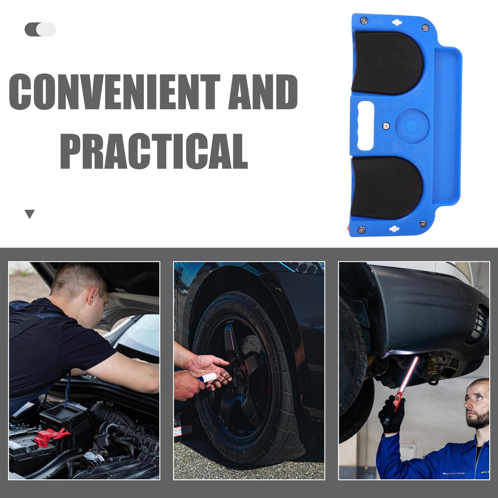 Rodillera Rodante con 5 Ruedas Giratorias 360°, Almohadilla para Arrodillarse Ergonómica de Alta Resistencia Azul para Reparación Automotriz en Garaje y Taller