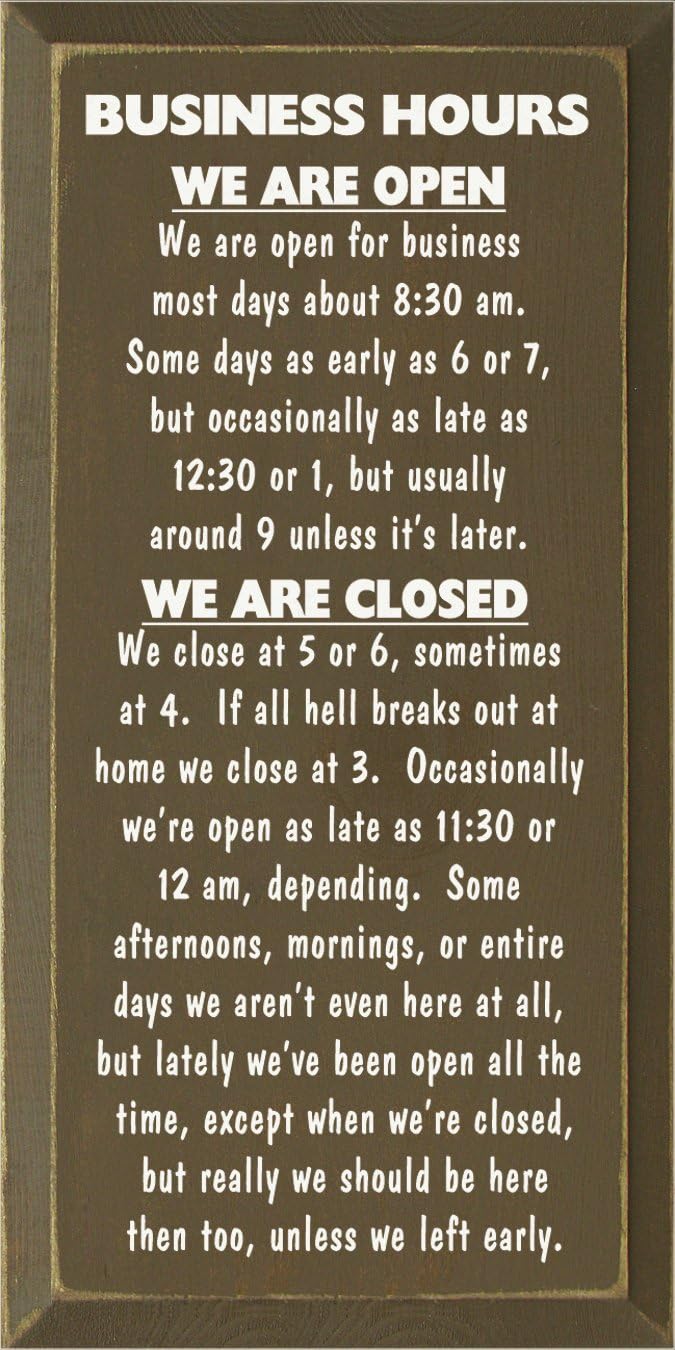 Wooden Sign - Business Hours - We Are Open - We Are Open For Business... (Black)