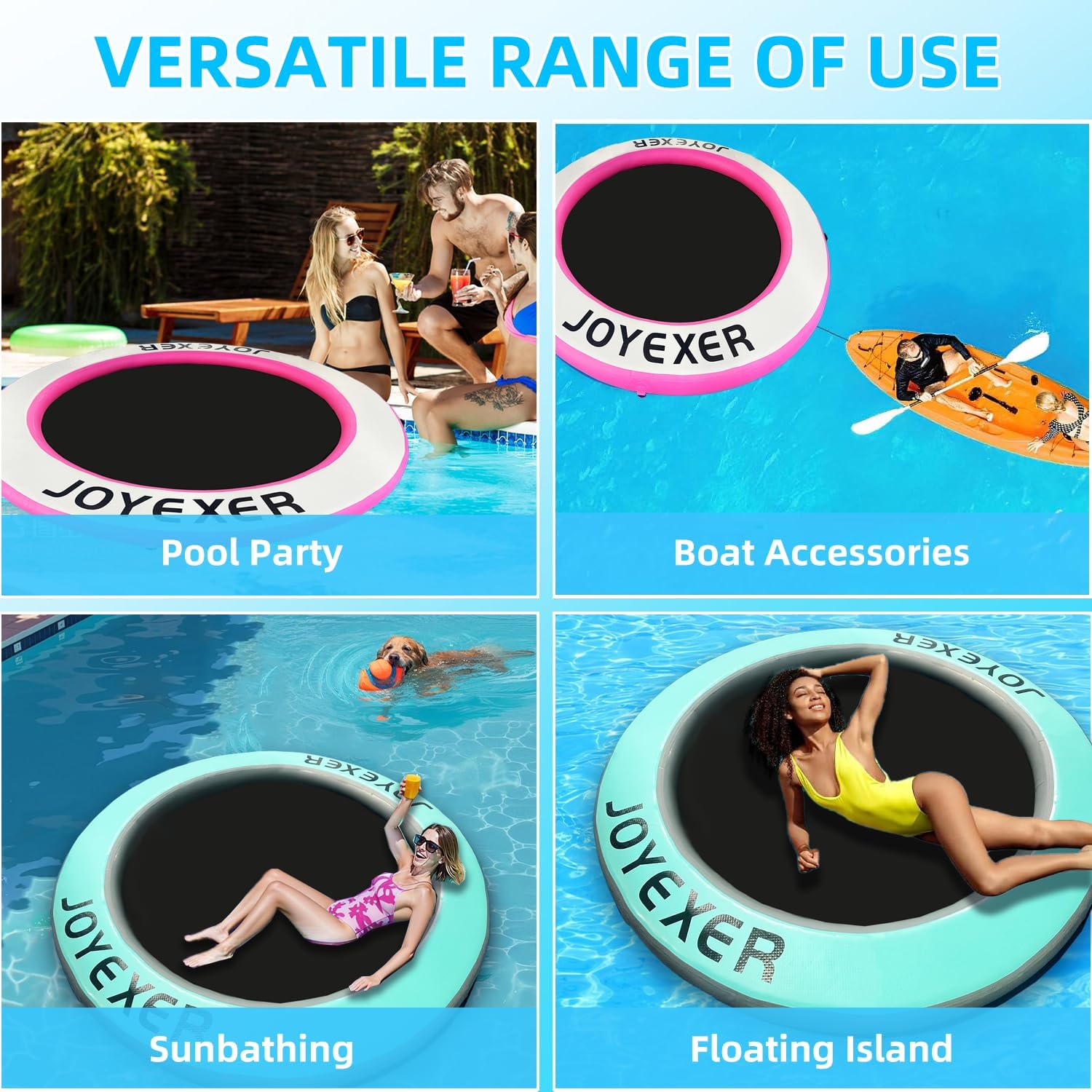 Round Floating Ring, 8FT Inflatable Water Hammock Lake Floats for Adults, Inflatable Floating Dock Platform for Lake, Beach, Ocean