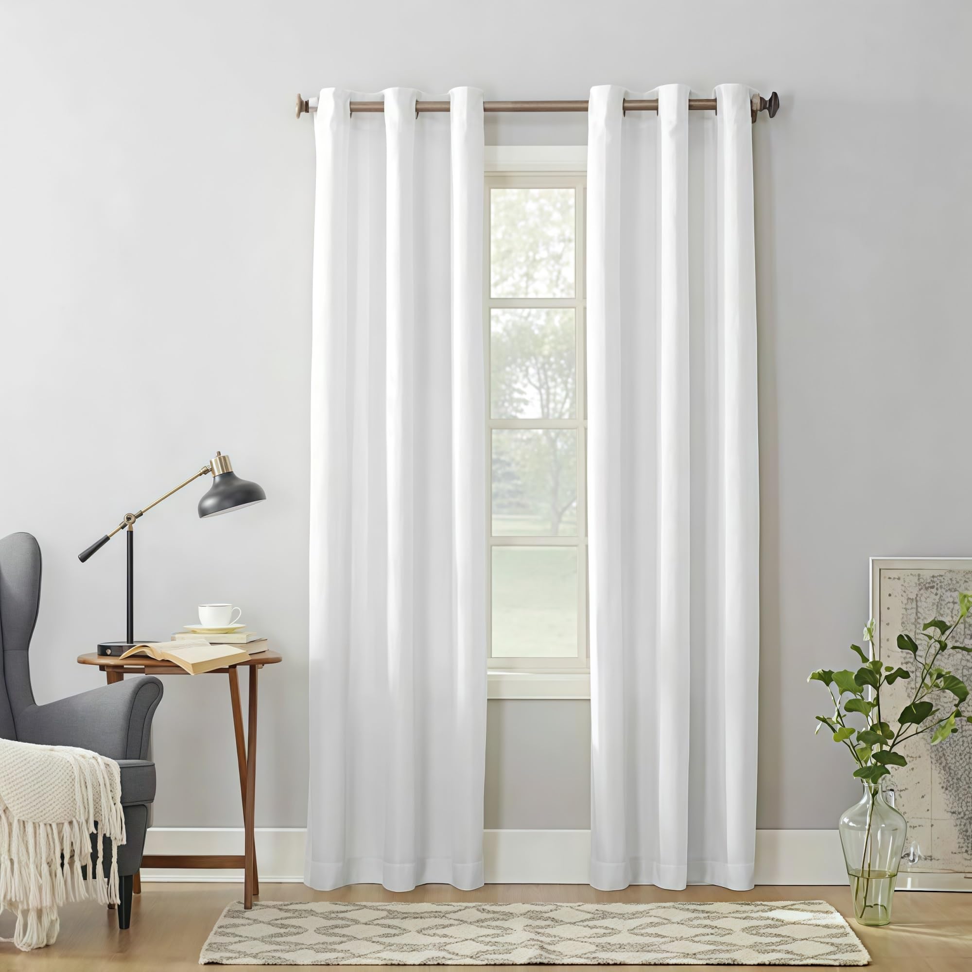 Liujyuan White Black Out Curtain 110 X 110 Cm Privacy Protection, Rod Pocket, With Eyelet Thermal Insulated Curtains Insulated Soundproof For Balcony, Kithcen Window,