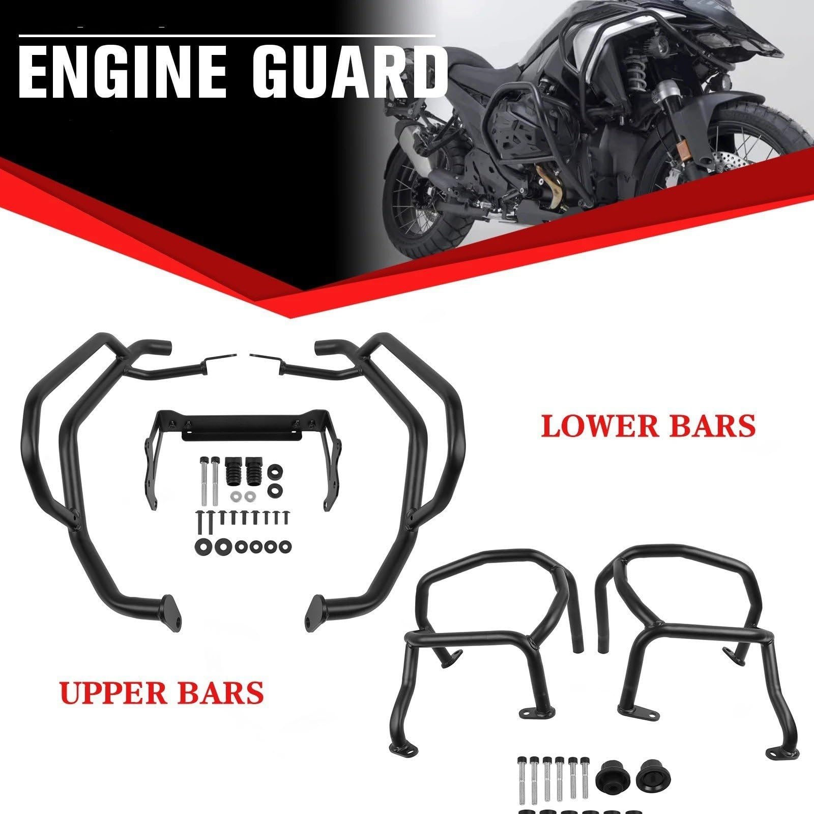 Barra Protezione Motore Per BMW R1300GS R 1300 GS R1300 2023-2025 Moto Highway Crash Bar Motore Serbatoio Guard Paraurti Prodezza Gabbia Protezione Moto Paraurti Bars(Lower black)