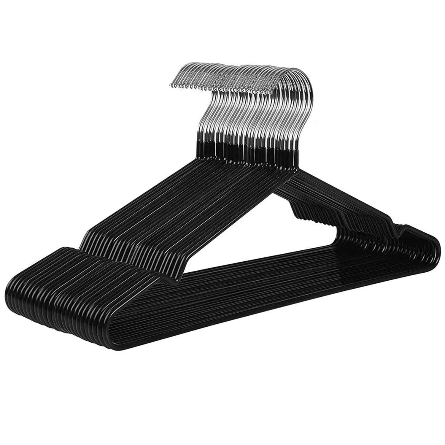 Taylor & Brown 20-Pack Premium Heavy Duty Metal Hangers with Non-Slip Rubber Coating – Space-Saving Clothes Organiser for Wardrobes, Coat Rack Rails, Jackets, Shirts & Pants (Black)