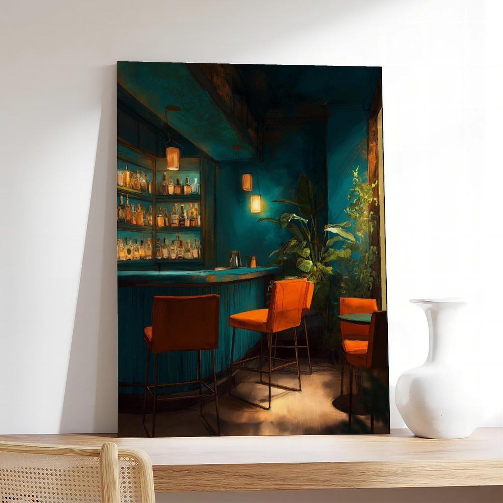 Elegante poster da interni per bar, decorazione moderna su tela, decorazione artistica da parete per soggiorno, camera da letto, decorazione 40,6 cm di lunghezza x 61 cm di larghezza