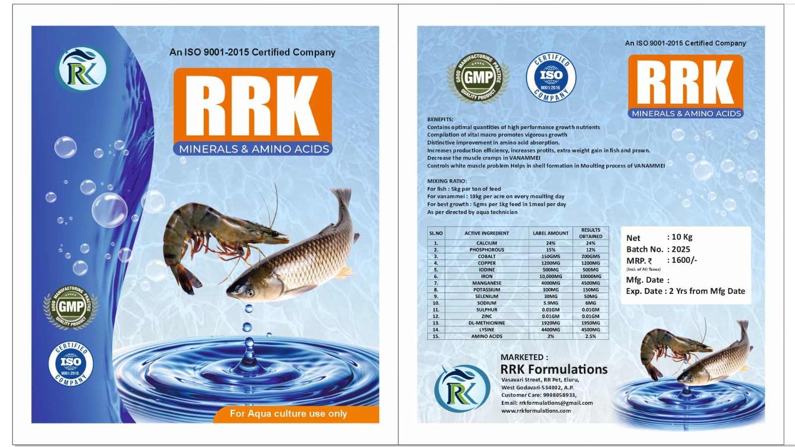 RRK Minerals and Amino ACIDS - Growth Booster for All Types of Fish.. 10kg Bag-image-4