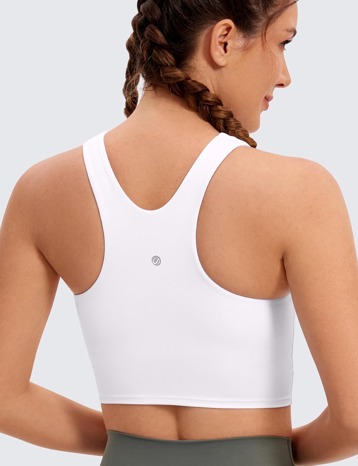 CRZ YOGA Butterluxe High Neck Crop Tank Tops for Women - Racerback Padded Longline Sports Bras Workout - Image 5