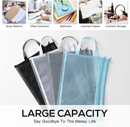 Miniatura 2 de Bolsa de malla con cremallera carpetas de archivos de nailon ligero organizador de documentos A4 bolsa de malla con cremallera visible adecuada para