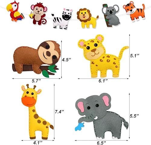 Miniatura 3 de CiyvoLyeen Safari Jungle - Kit de manualidades de costura de animales de la selva para niños, juego de manualidades y costura para niñas y niños,