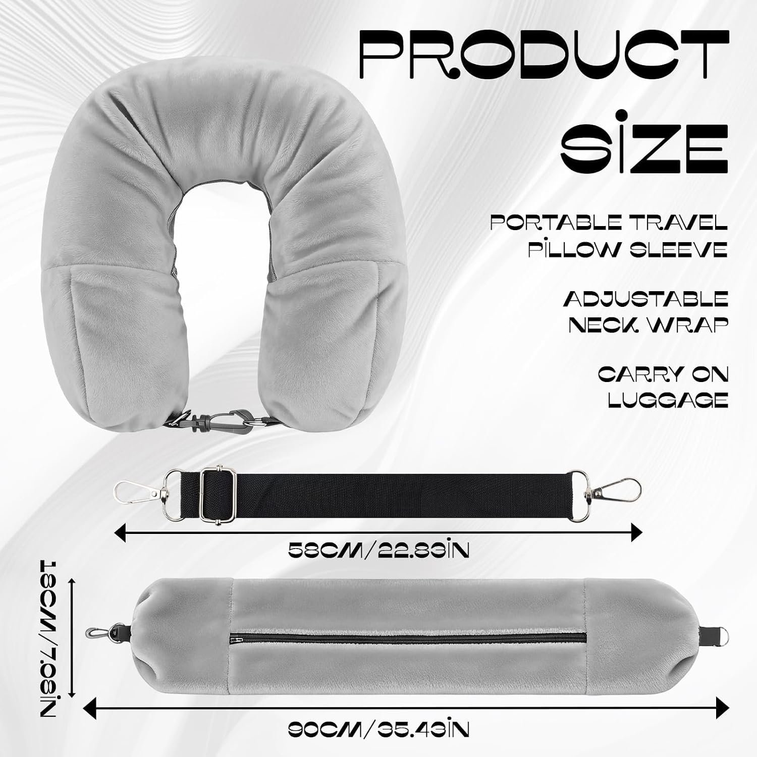1PCS Stuffable Neck Pillow for Travel, Adjustable Stuffable Travel Neck Pillow for Airplanes - Pillows Stuffed with Clothes Storage Pillow Case for 3-5 Days
