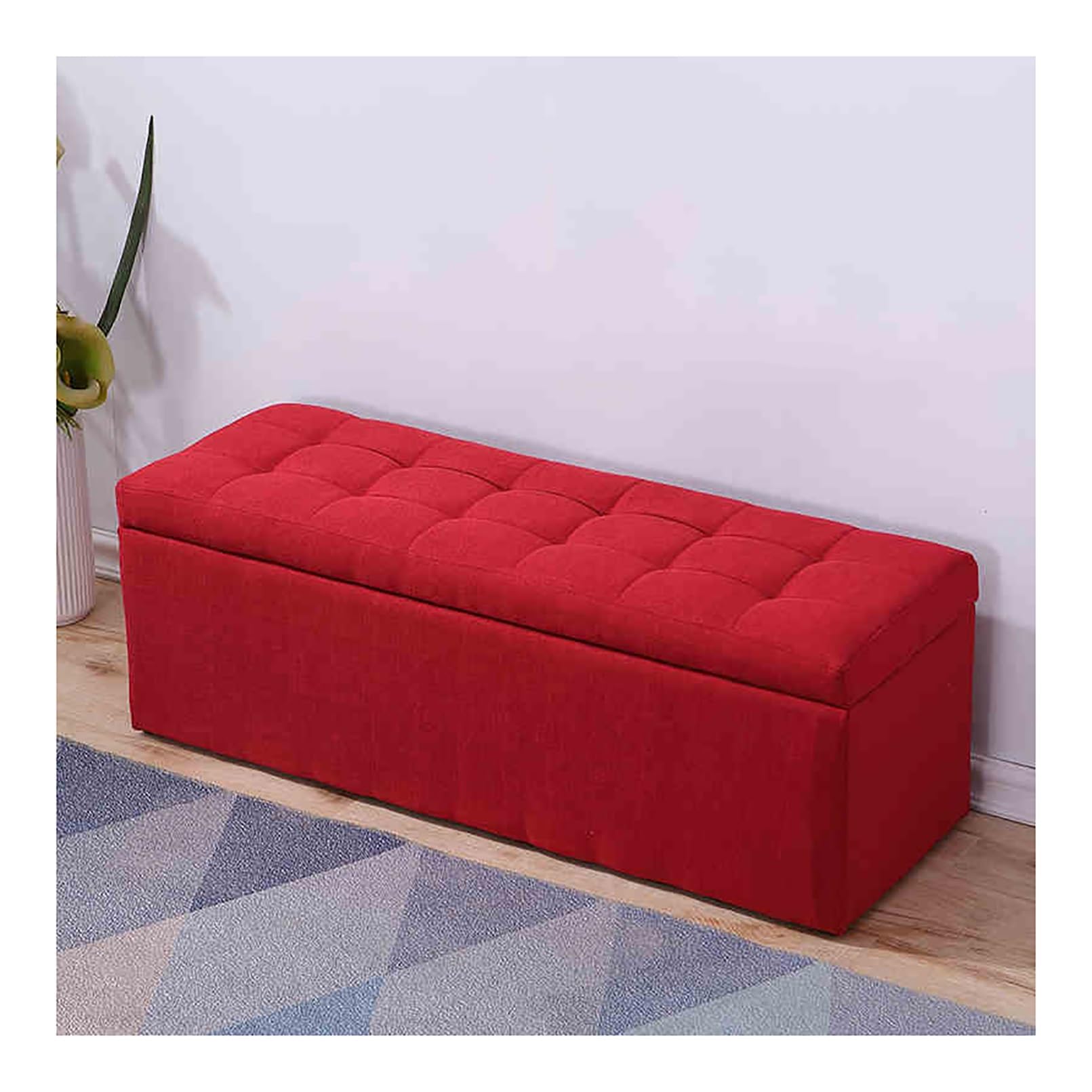 LWJSOCP Storage Bench with Upholstered Seat Ottoman Shoe Rack for Living Room Hallway Bedroom Red Storage Stool 50x40x40cm Versatile Furniture Solution