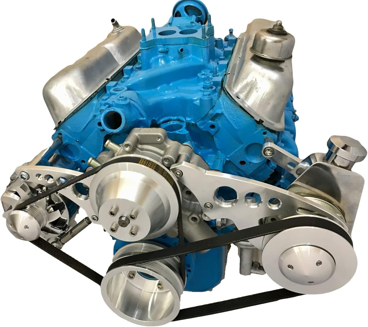 Compatible with Small Block Ford 289 302 Serpentine Pulley Conversion Kit ALT PS Saginaw SBF 2 - Driver Side Lower Radiator Hose. 4 Bolt damper 1969+