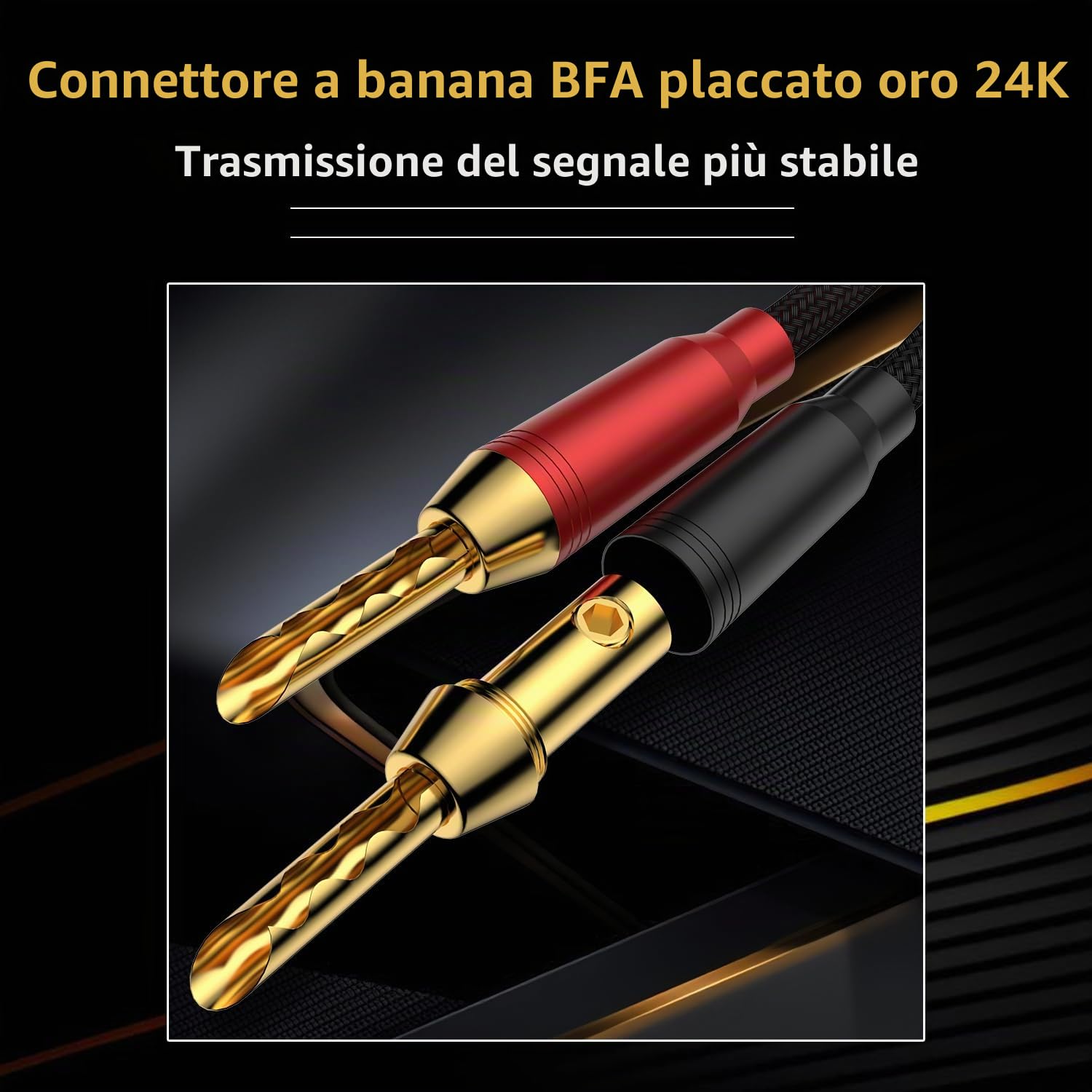 high end cavo per altoparlanti, con connettori a banana placcati in oro cavo casse audio (2 m, 1 Coppia)
