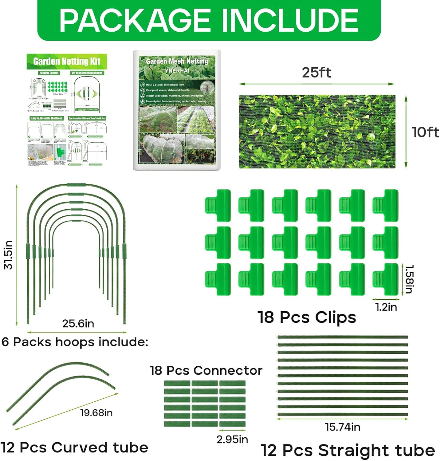 2pack 10 * 30FT Garden Netting+10 * 25FT Garden Netting Kit