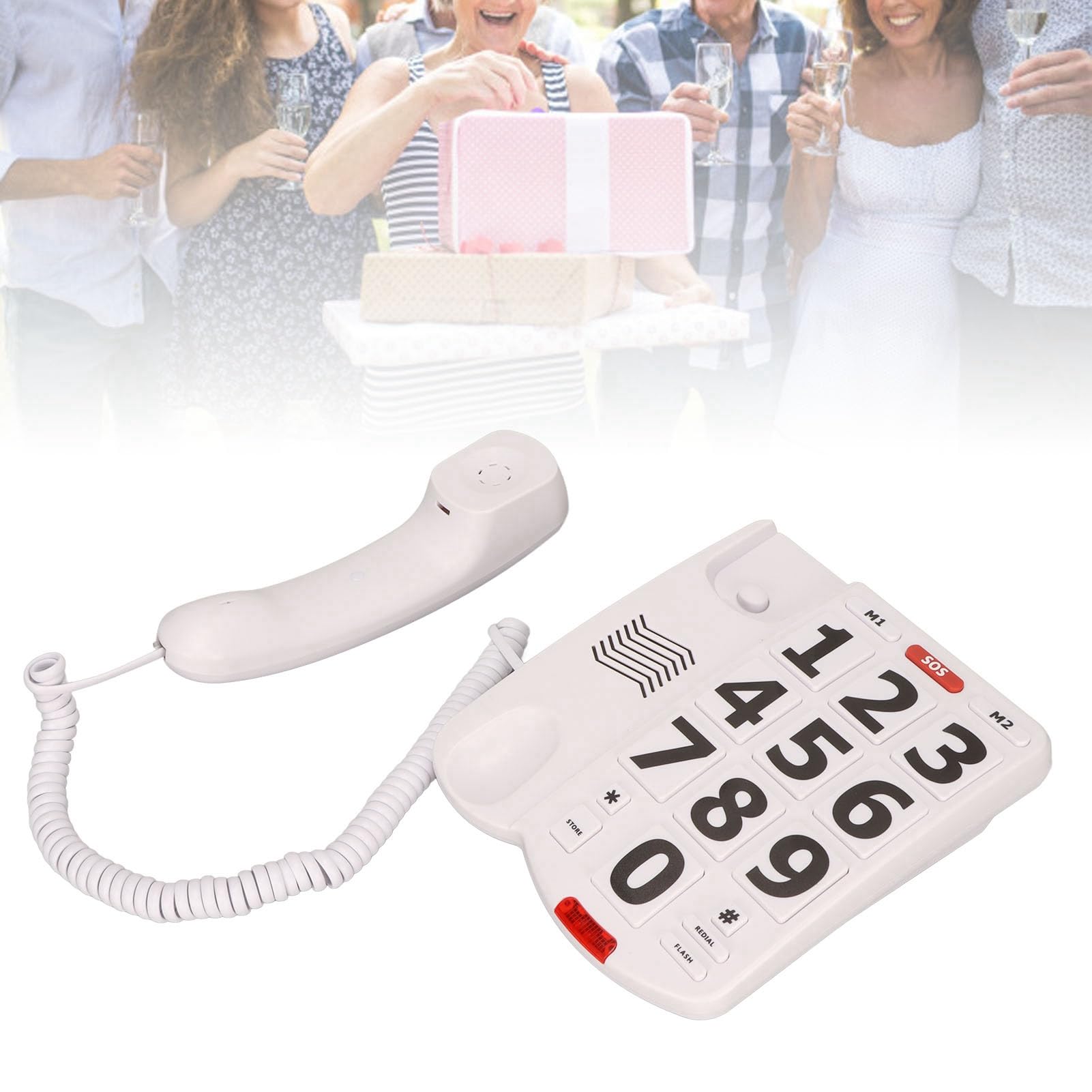 Yosoo Health Gear Telefono con Filo con Tasti Grandi, Telefono Fisso Amplificato per Anziani con Problemi di Udito con Volume Regolabile e Vivavoce