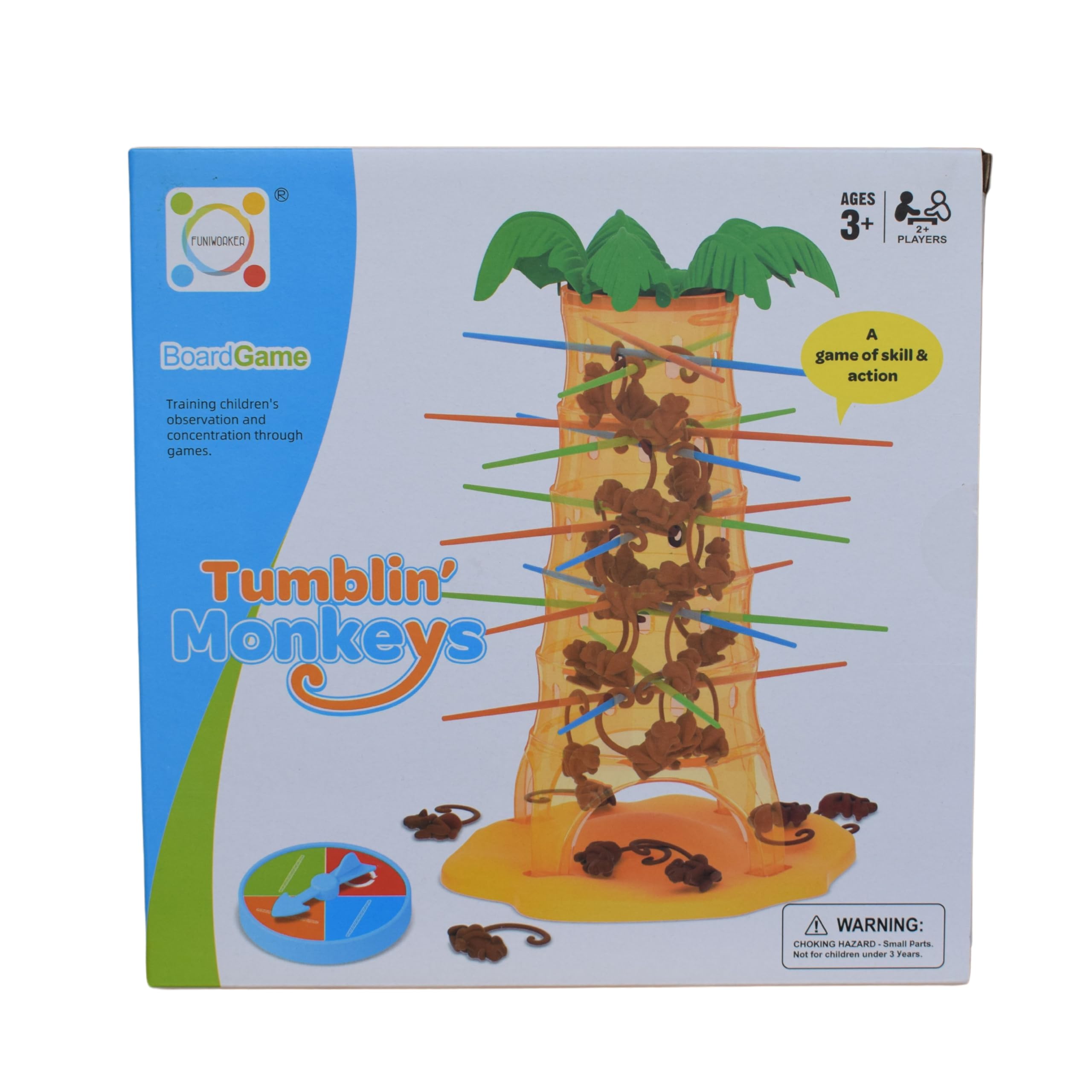JAMERPD Monos Locos Juegos de Mesa - Juegos de Mesa niños +3 años, 2-4 Jugadores - Juegos para Regalo para niños Juguete Interactivo Tumblin' Monkeys. Entretenimiento y coordinación Ojo-Mano.