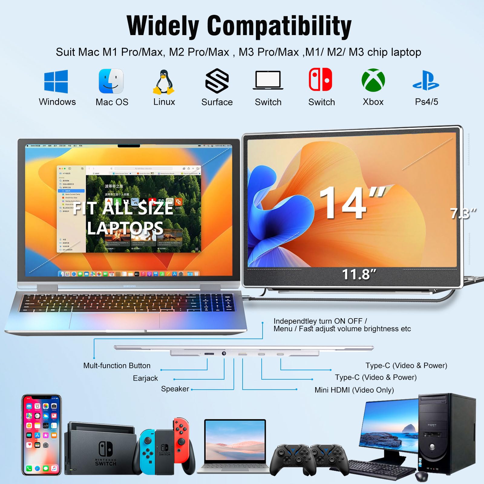 Amazon.co.jp: KEFEYA ノートパソコン画面エクステンダー ポータブル  