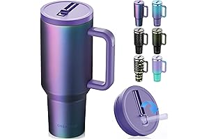 Upgraded Vacuum Insulated 40 oz Tumbler with Flip Straw and Handle