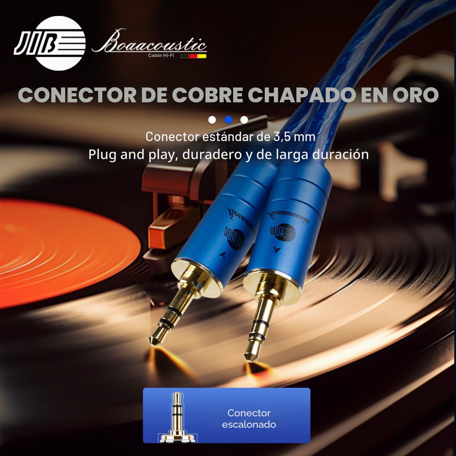 BOAACOUSTIC Cable Audio Jack 3.5mm Macho a Macho Audiophiles HiFi S-OCC Estéreo Nylon Trenzado Auxiliar con Autoradio Auriculares Altavoz TV teléfono móvil MP3 1M