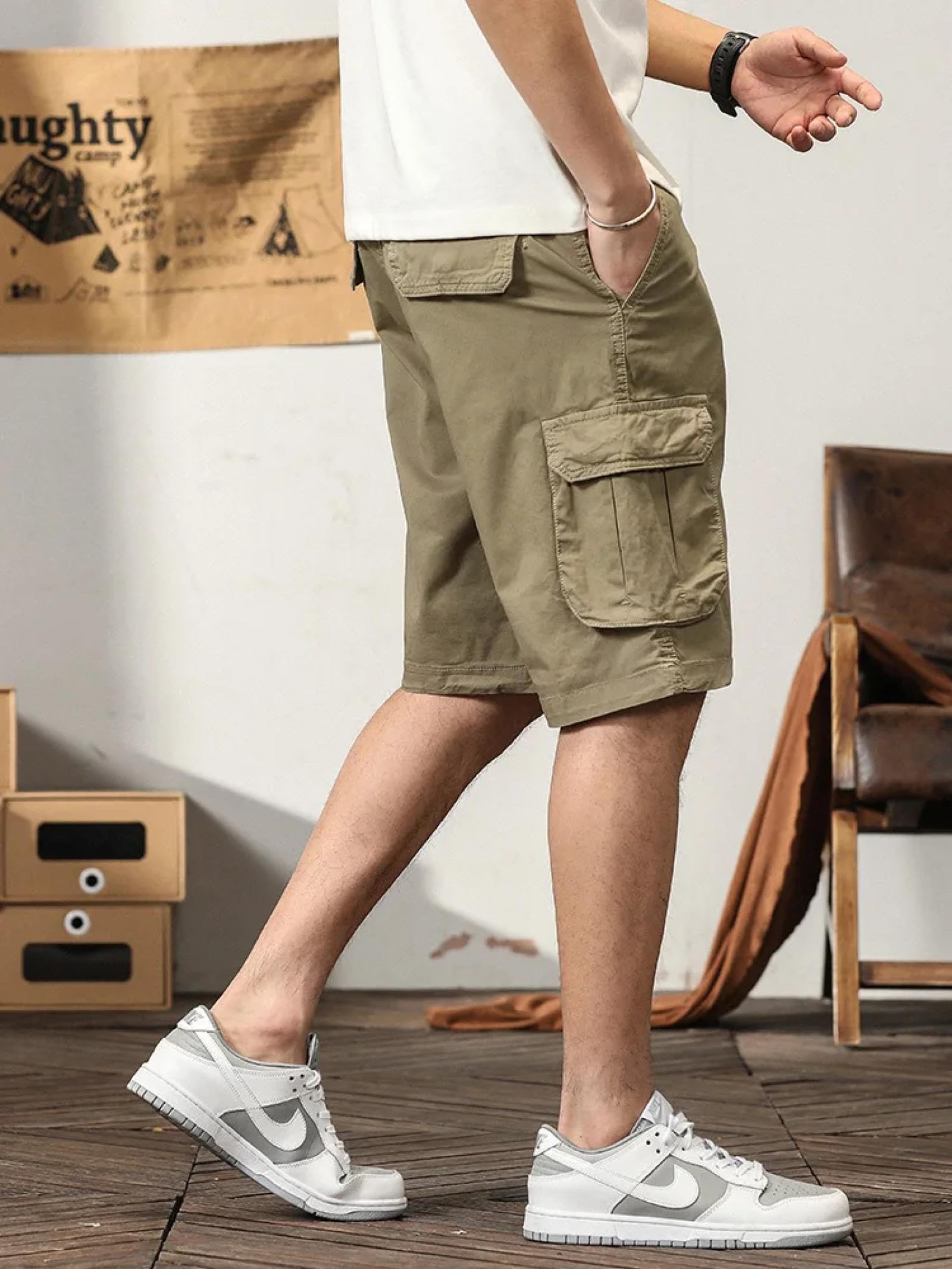 Pantaloncini Uomo Cargo Tasche Activewear All'aperto Corsa Casual Estate Uomo Pantaloncini Cargo