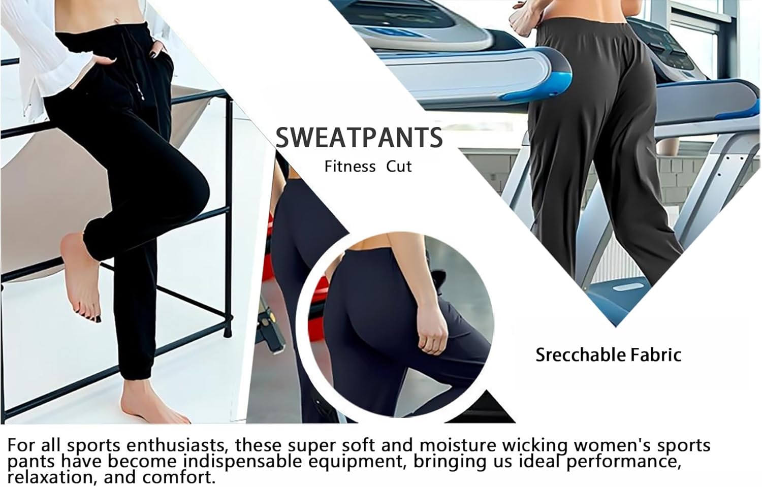 Ludomi Womens Joggers with Pockets, Drawstring Sweatpants Women for Lounging Jogging Workout and Gym - Image 4