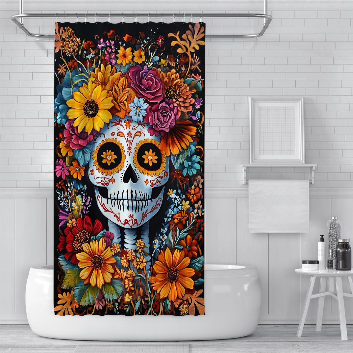 Tende Doccia Teschio Zucchero Floreale Day of The Dead 200x200cm