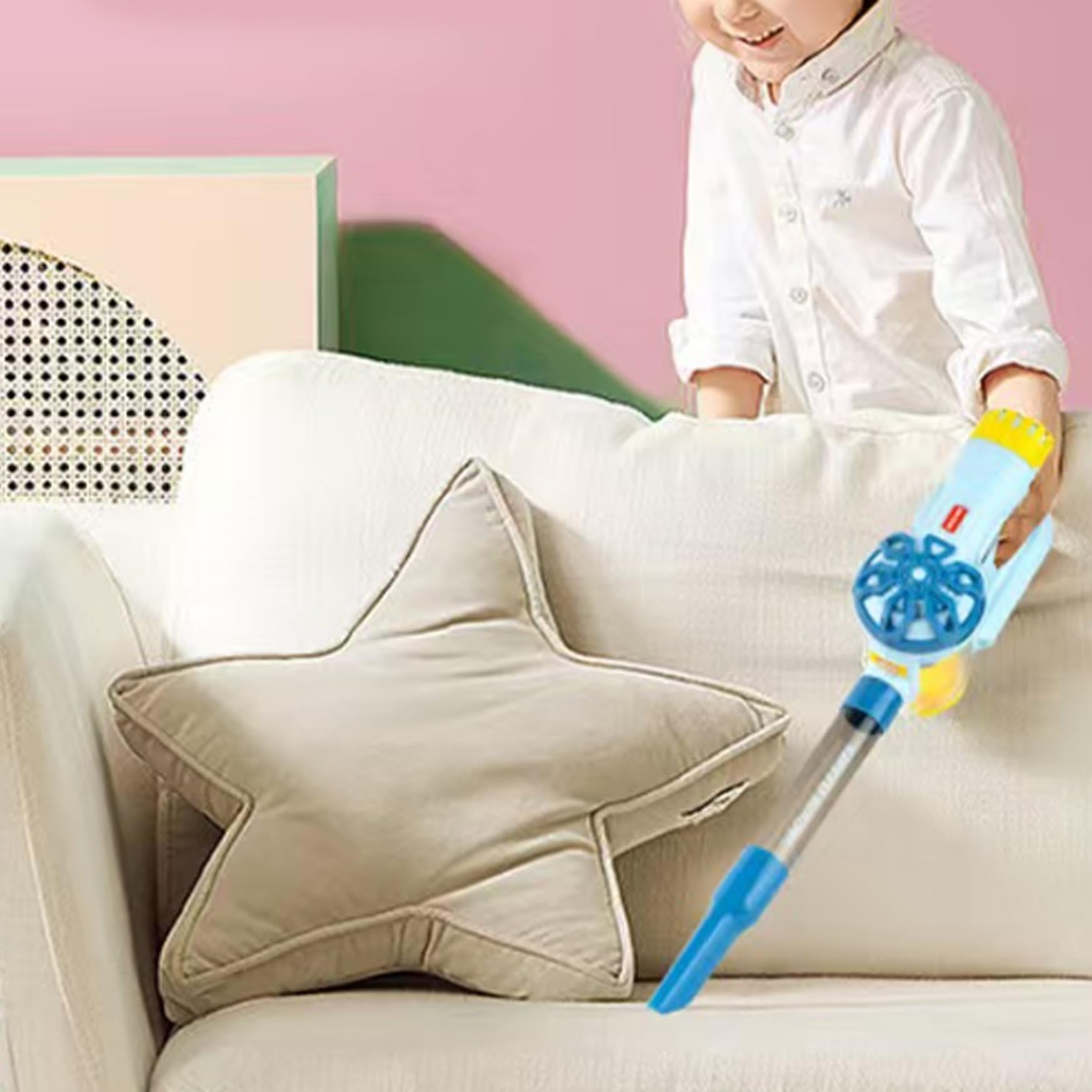 Aspirapolvere per Bambini Che Funziona Davvero, aspirapolvere Giocattolo Sicuro e Realistico, Staccabile, con Effetti sonori e aspirazione funzionante, Set di Pulizia interattivo per Bambini dai