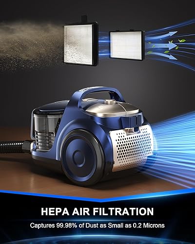 Miniatura 4 de Aspiradora sin bolsa, potente aspiradora de alta succión de 1600 W con recipiente sin bolsa de 4.5 cuartos de galón, cepillo Pop-N-Go, filtro HEPA,