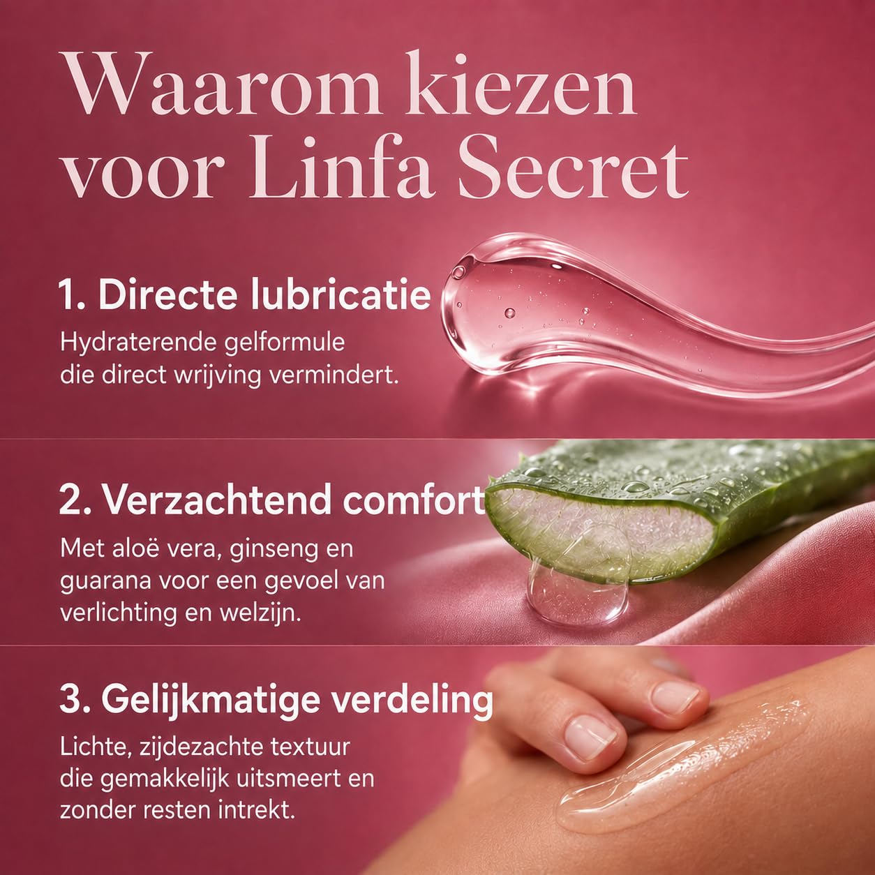 Linfa Cosmetics Secret Intimate Stimulating & Lubricating Gel with Aloe Vera, Ginseng, Guarana, Arginine & Bisabolol, Hydrating Gel for Intimate Comfort & Wellbeing, 50ml