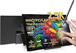 Monitor portátil para Mac com tela sensível ao toque, Mini 13,3 polegadas, 2560 x 1600, monitor de computador pequeno para viagem para Apple/Laptop/Desktop/Macbook/Phone/Tablet/PS45/Switch/TV