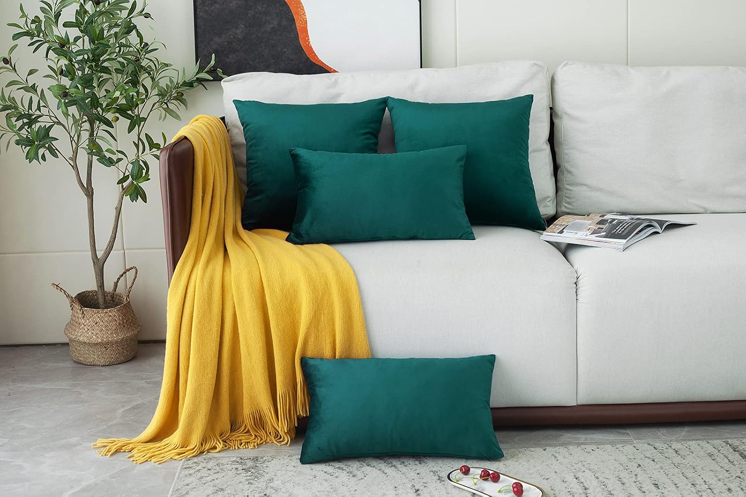 MUDILY Pack of 2 Velvet Soft Decorative Square Throw Pillow Covers Cushion Case for Sofa Chair Bedroom Car, Teal 16 x 16 Inch 40 x 40 cm