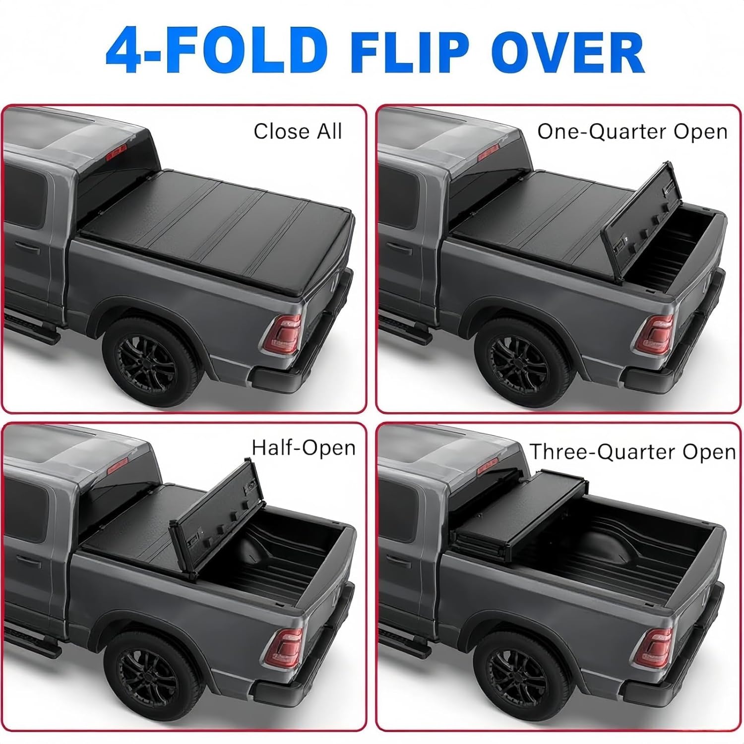 TOMOKA Quad Fold Hard Tonneau Cover Compatible with 2004-2014 Ford F-150 Styleside (Not for Flareside) 6.5FT Bed (78.8")
