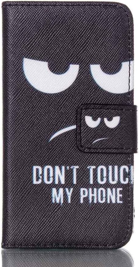 Fenrad PU Leather Flip Wallet Design Cute Funny Stand Case Phone Protective Cover Shell for Apple iPhone 4/4S - Don't Touch My Phone (Black Eye) + Free Stylus Pen