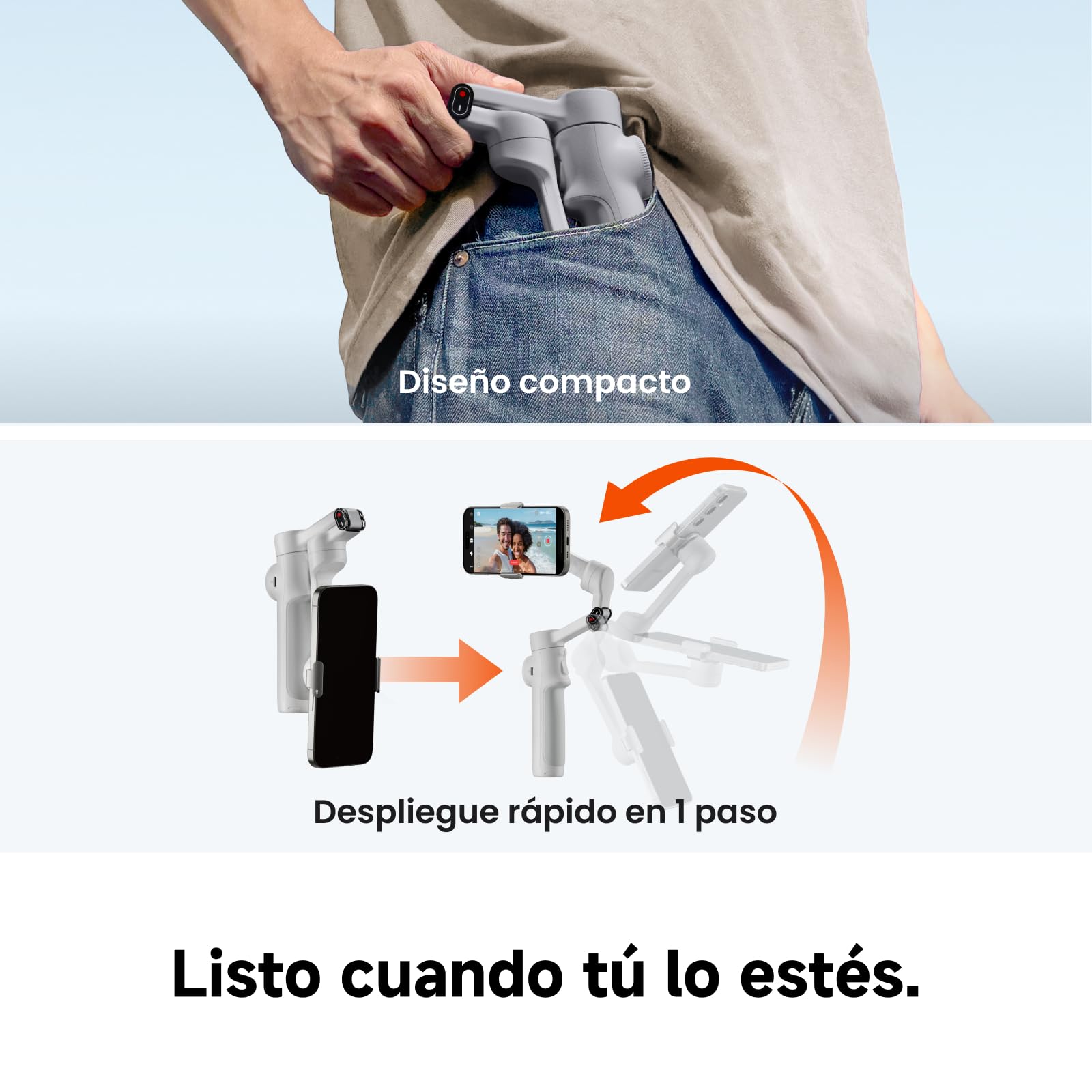 Estabilizador Gimbal Insta360 Flow 2 Pro para iPhone y Android, Gimbal IA para teléfono, para móvil para Viajes y Vlogs - Paquete definitivo para creador Gris