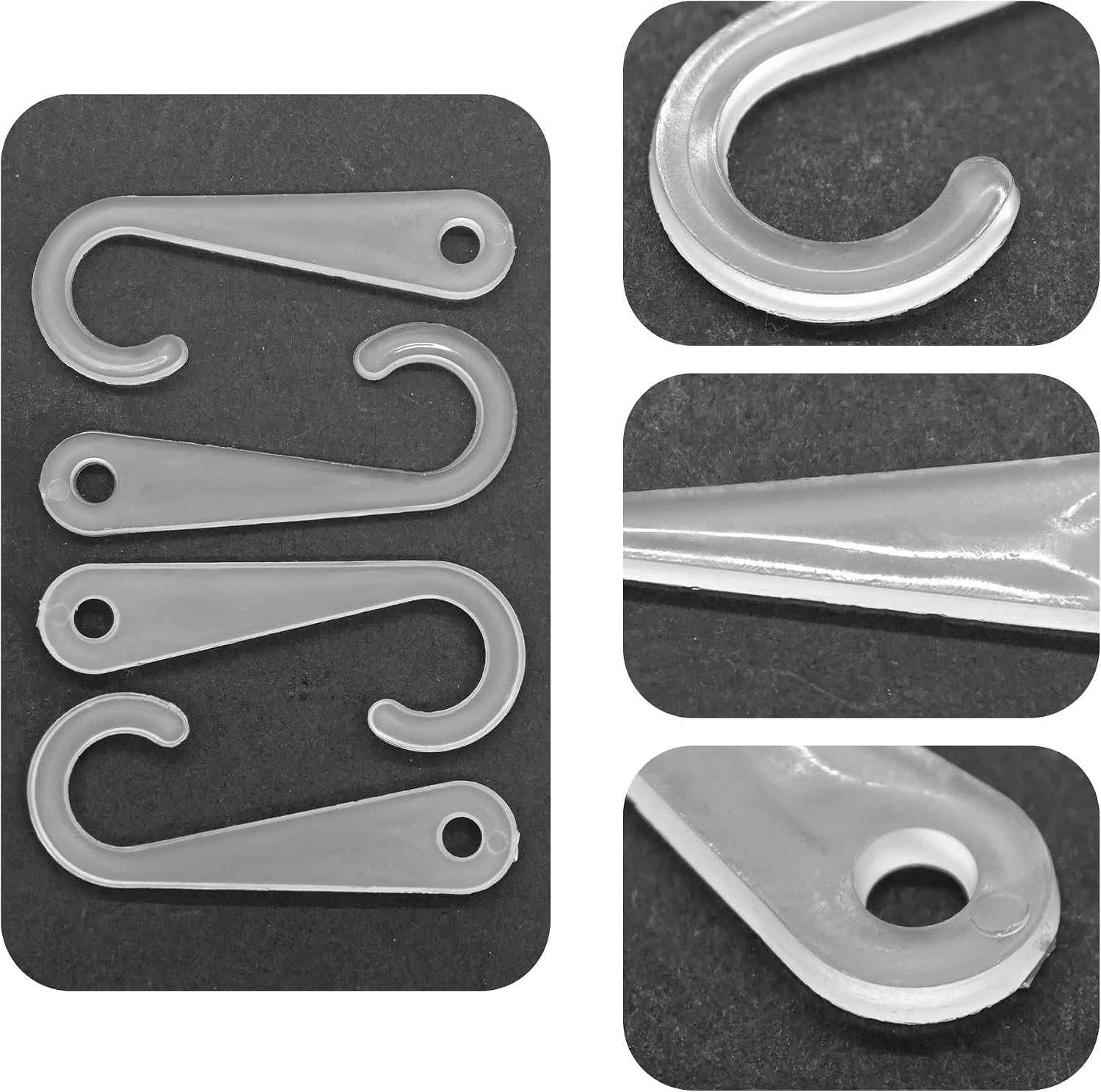 Son 500Pcs 1 3/4 Inch Plastic J-Hooks, Retail Display Hanger Hooks for Socks, Hats, Gloves, and Underwear(Clear) image 3