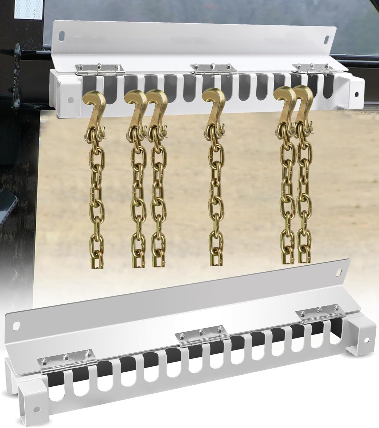 Heavy 24" Trailer Chain Rack Holder, Used to Fix The Trailer Chain Hook, Made of High Carbon Steel - Holds up to 14 Chain Hooks 1PCS