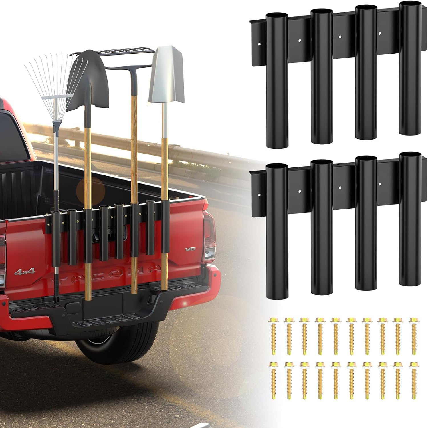 Shovel Holder for Truck 8 Holes Trailer Tool Rack Shovel Mount for Trimmer, Rake, Lawn Tools, Landscape Hand Tools Bed Mount