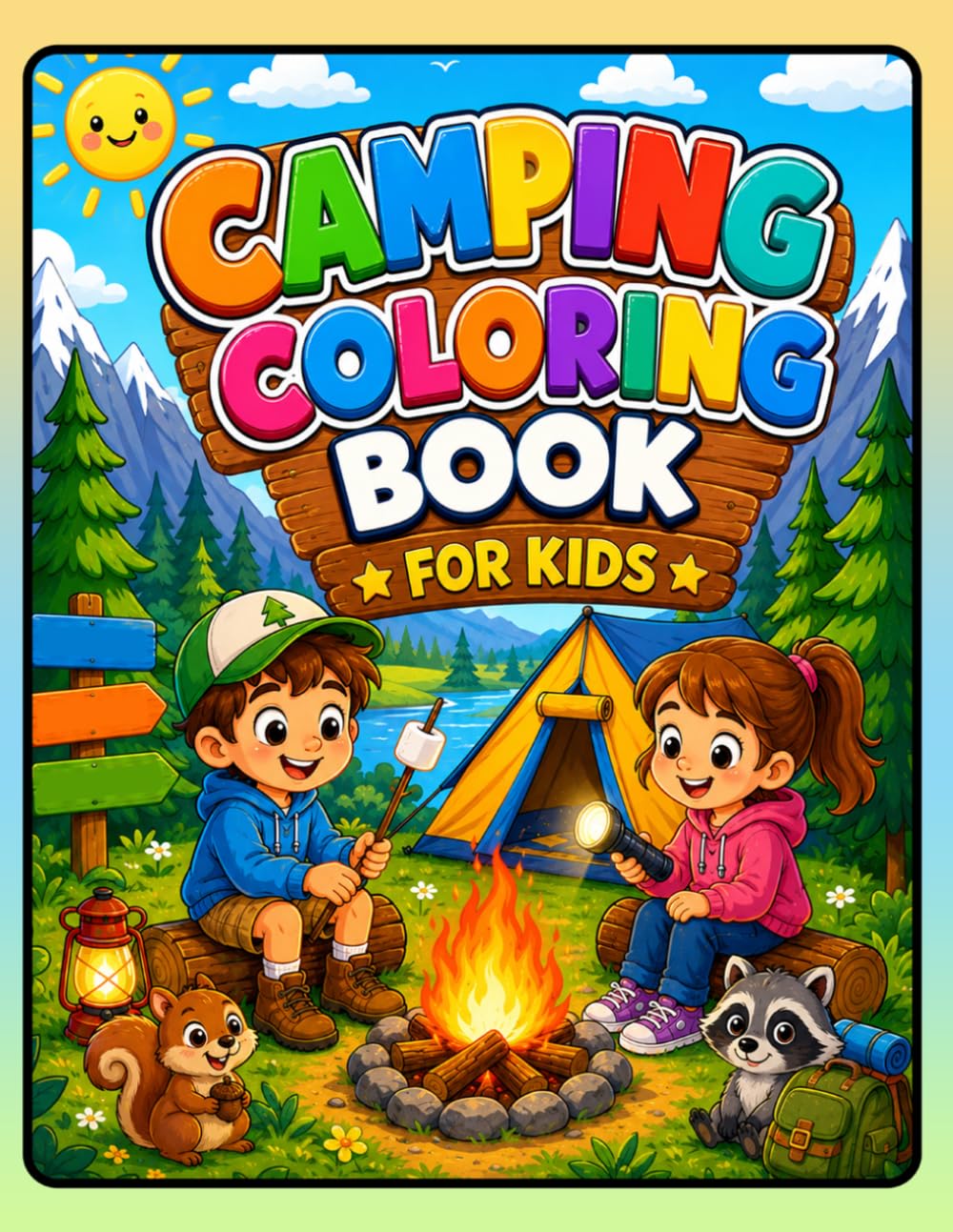 Camping Coloring Book for Kids: Cute Outdoor Adventure Coloring Pages with Tents, Campfires, Forest Animals, and Nature Scenes for Kids Ages 4–8