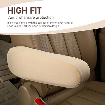 gunhunt 2 PCS Car Front Seat Armrest Cover, Stretch Car Armrest Cover, Comfortable Armrest Protector Cover, Anti-Scratch Armrest Cover Replacement, Universal for Most Cars, Trucks, SUVs (Beige)