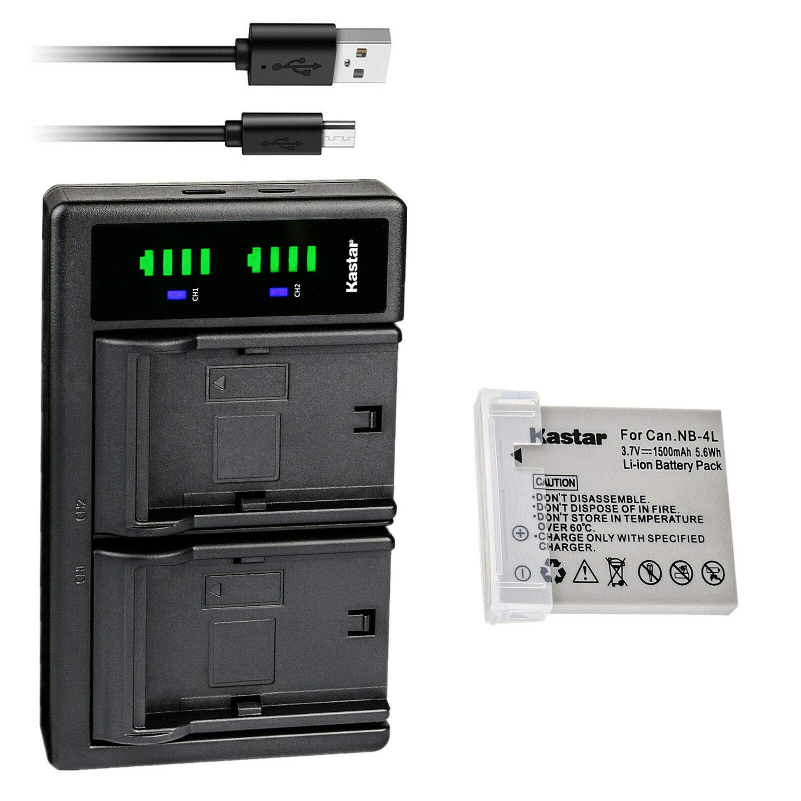 Kastar 1-Pack Battery and LTD2 USB Charger Replacement for Canon NB-4L NB4L, NB-4LH NB4LH Battery, Canon CB-2LV Charger, Canon Digital IXUS 120 is,