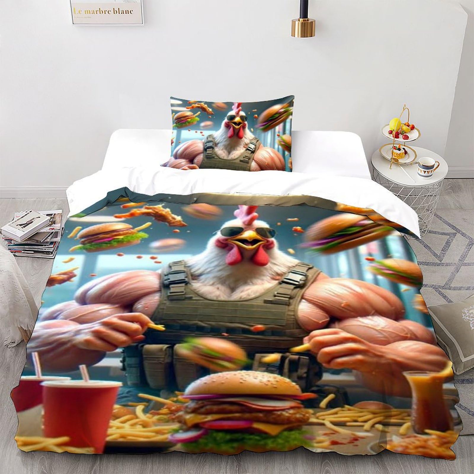 Housse de couette single lit enfant microfibre taies d'oreiller 3D
