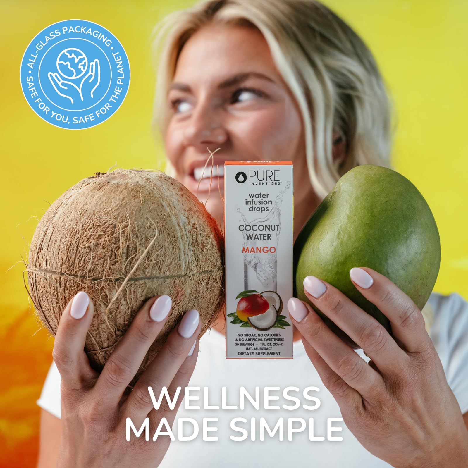 Pure Inventions - Coconut Water Infusion Drops – Electrolytes - Sugar-Free Hydration, Zero Calories, No Artificial Sweeteners, Clean Ingredients - Mango, 30 Servings — Amazon image 5