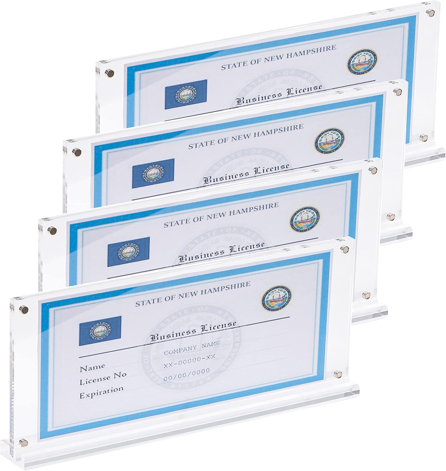 IEEK 4 Pack of Acrylic Business License Frame for 4x9 Business License Certificate Desk/Table Top Display,Clear Certificate Holder Panoramic Photograph Picture Frame,4x10 Inch Clear-4PCS