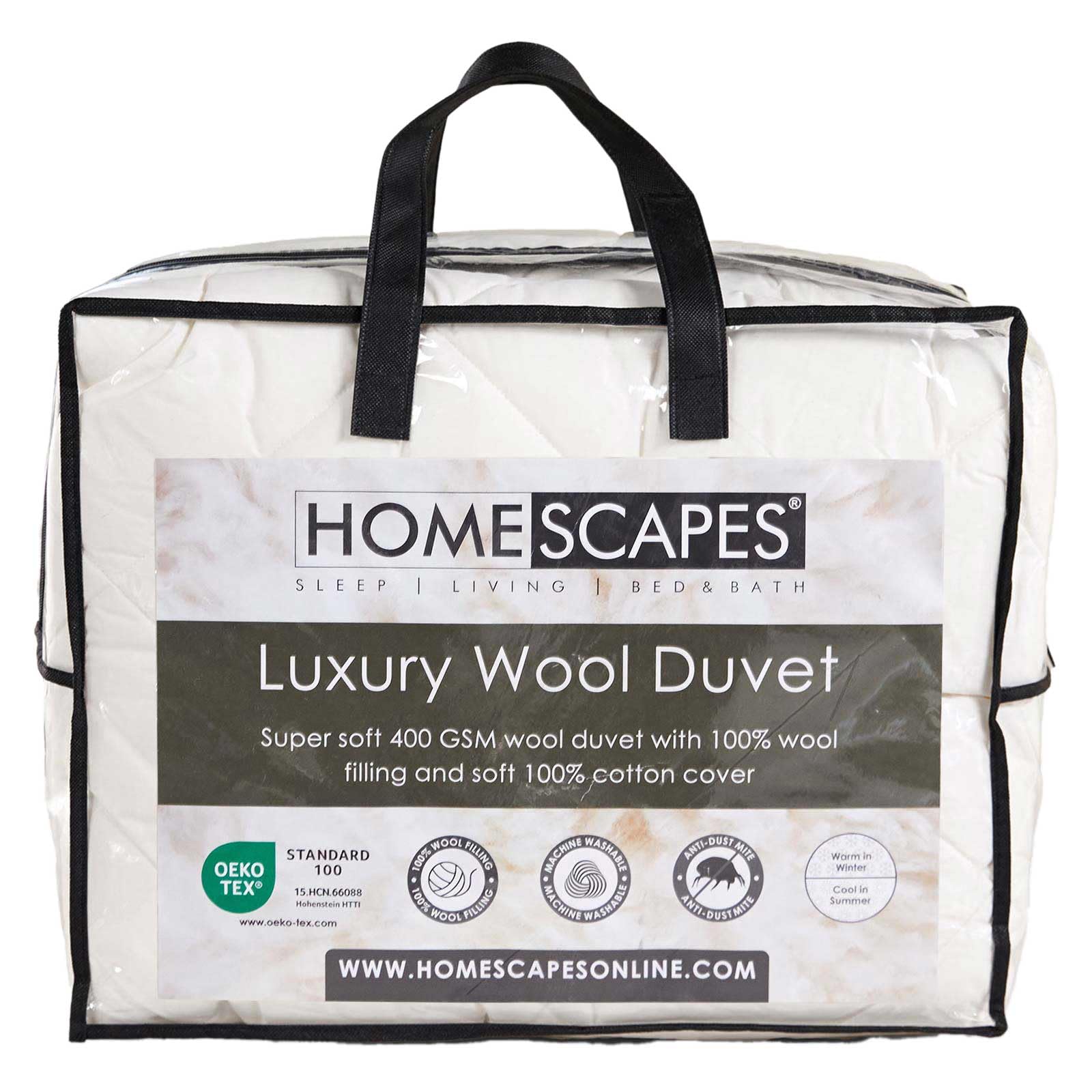 Homescapes Australian Wool 400 Gsm Heavy Duvet - Super King