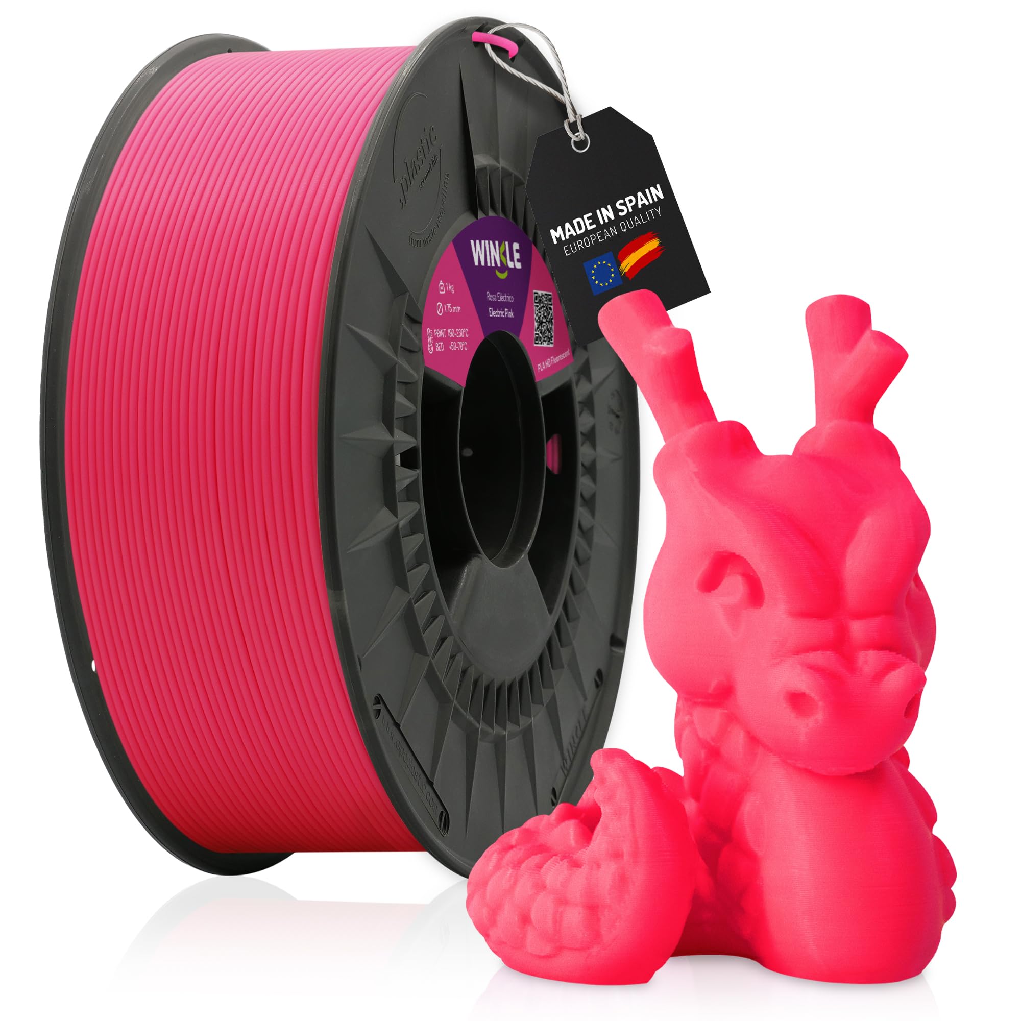 WINKLE PLA HD Fluorescent Filament 1.75 mm Electric Pink, 1 kg Spool, 3D Printer Filament Compatible with FDM Printers, 3D Printing Materials, Dimensional Accuracy +/- 0.05 mm, Easy to Print-image-36