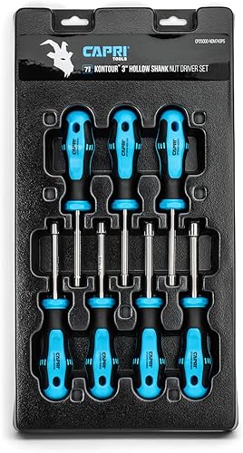 Capri Tools Kontour - Juego de destornilladores de tuerca, eje hueco de 3 pulgadas, métrico, 7 piezas