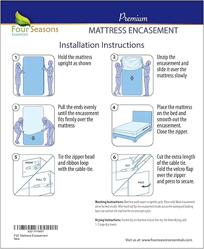 Miniatura 6 de Paquete - 2 artículos: Protector de colchón con cremallera de tamaño individual y parte superior de algodón de rizo + funda de somier de tamaño